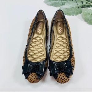 Me Too | Kaci Animal Print Cow Hair Bow Flat